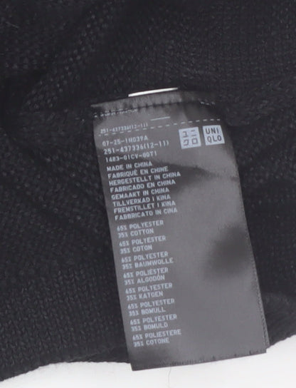 Uniqlo Women Black XS Basic Knit 3/4 Sleeve Crew Neck Top