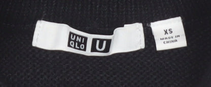 Uniqlo Women Black XS Basic Knit 3/4 Sleeve Crew Neck Top