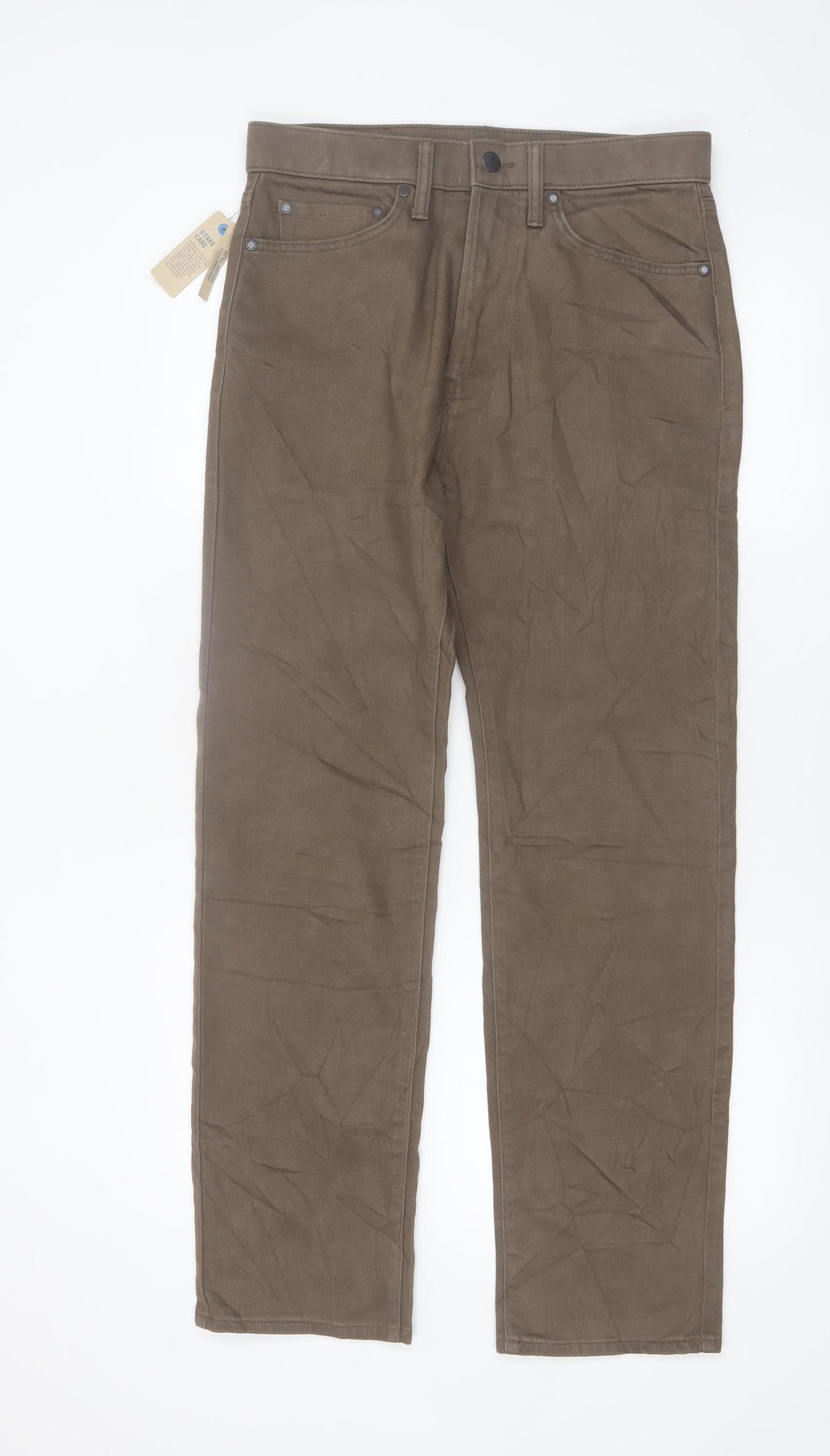 Marks and Spencer Men's Brown Straight Leg Jeans 30/29 Regular Fit Denim