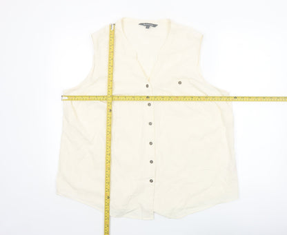 Bonmarché Women's Ivory Sleeveless Cotton Button Blouse Size 20
