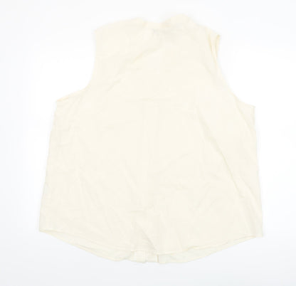 Bonmarché Women's Ivory Sleeveless Cotton Button Blouse Size 20