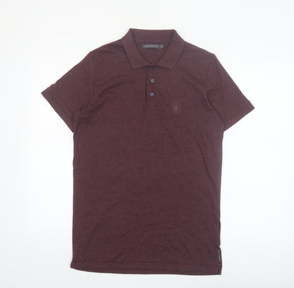 French Connection Men's Brown Short Sleeve Polo Shirt M Regular Fit