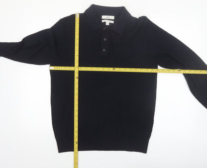 Marks and Spencer Men's Black Cotton Modal Collared Pullover Jumper M