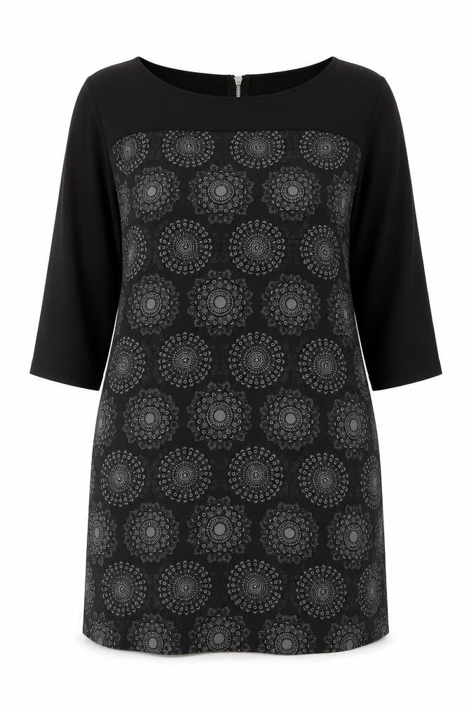 Laura Ashley Women Black Size 14 Tunic Blouse with Zip Detail
