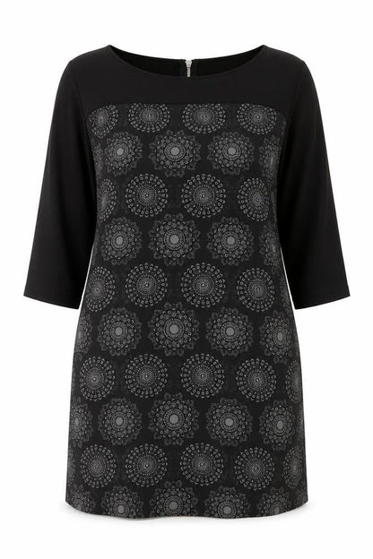 Laura Ashley Women Black Size 14 Tunic Blouse with Zip Detail