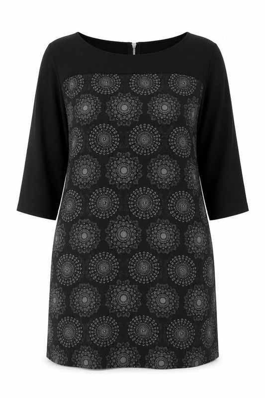 Laura Ashley Women Black Size 14 Tunic Blouse with Zip Detail