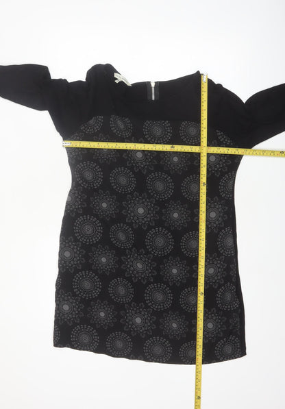 Laura Ashley Women Black Size 14 Tunic Blouse with Zip Detail