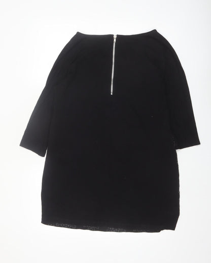 Laura Ashley Women Black Size 14 Tunic Blouse with Zip Detail