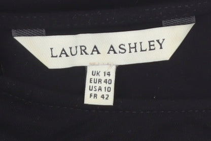 Laura Ashley Women Black Size 14 Tunic Blouse with Zip Detail