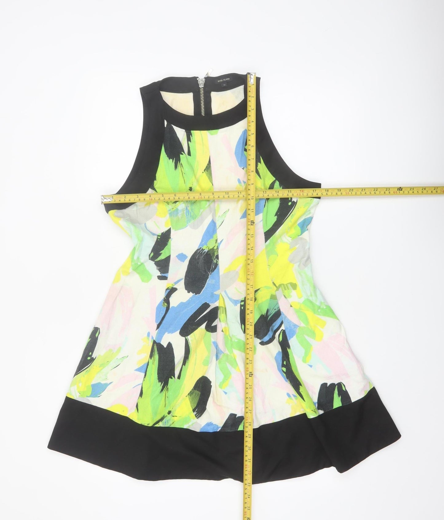 River Island Women's Multicoloured Fit & Flare Short Dress Size 14