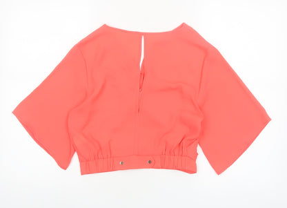 River Island Womens Pink Wrap Blouse Size 10 Kimono Sleeve