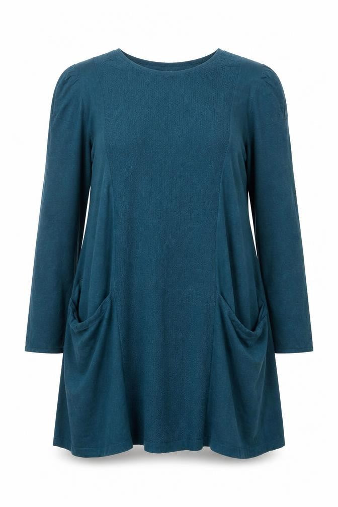 Seasalt Women Blue Size 10 Shift Dress Long Sleeve Organic Cotton Wool