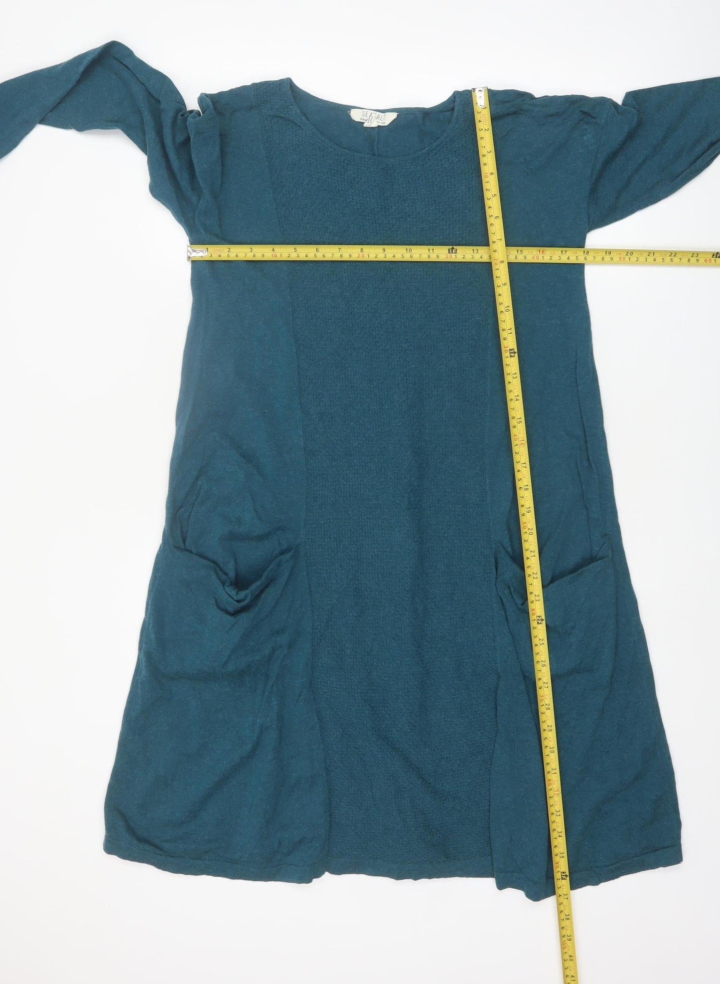 Seasalt Women Blue Size 10 Shift Dress Long Sleeve Organic Cotton Wool