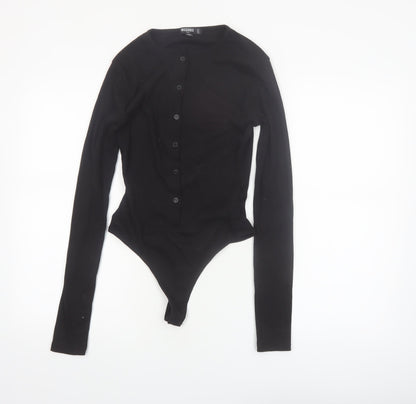 Missguided Tall Women's Black Long Sleeve Button Bodysuit Size 8