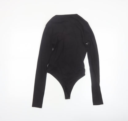 Missguided Tall Women's Black Long Sleeve Button Bodysuit Size 8