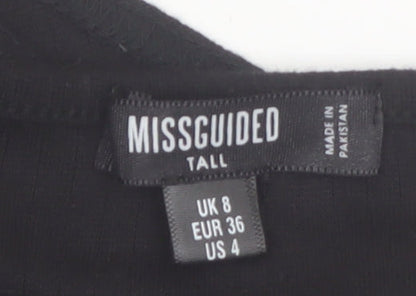 Missguided Tall Women's Black Long Sleeve Button Bodysuit Size 8
