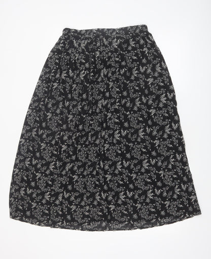Kiabi Women’s Black Floral Pleated Midi Skirt Size 12