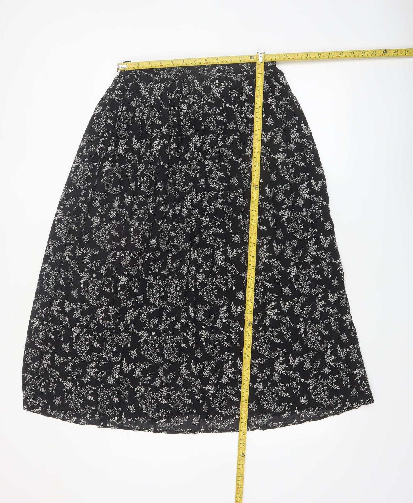 Kiabi Women’s Black Floral Pleated Midi Skirt Size 12