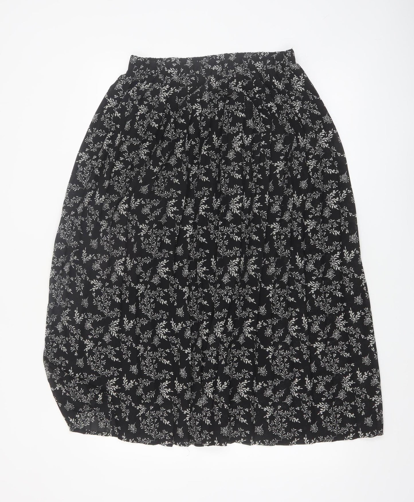 Kiabi Women’s Black Floral Pleated Midi Skirt Size 12