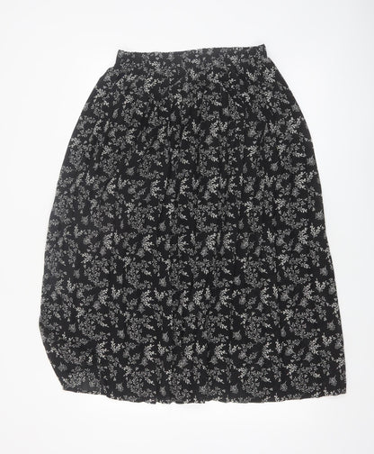 Kiabi Women’s Black Floral Pleated Midi Skirt Size 12
