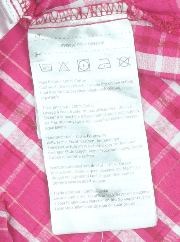 Regatta Women's Pink Check Cotton Button-Up Shirt Size 12