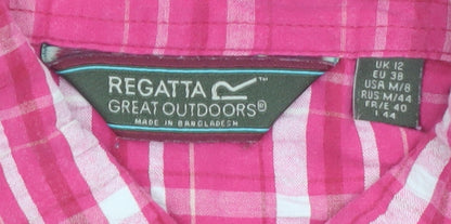 Regatta Women's Pink Check Cotton Button-Up Shirt Size 12
