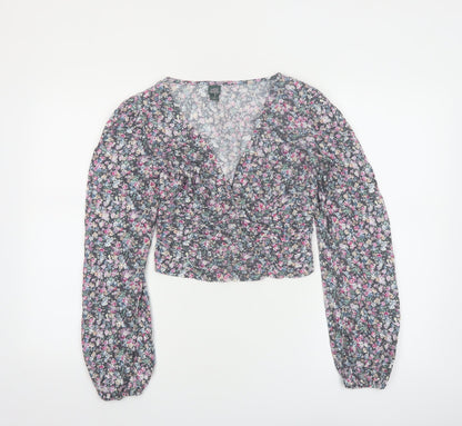 Wild Fable Women’s Multicoloured Floral Cropped Blouse XS