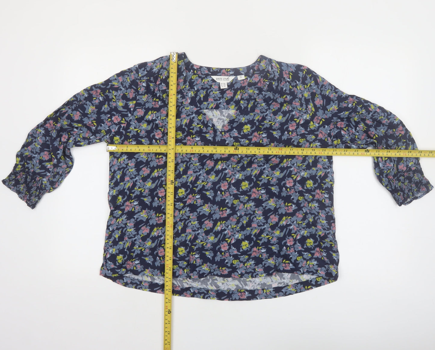 White Stuff Women's Blue Floral Viscose Tunic Blouse UK 10