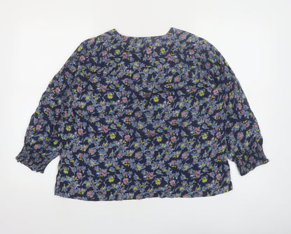 White Stuff Women's Blue Floral Viscose Tunic Blouse UK 10