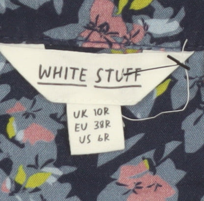 White Stuff Women's Blue Floral Viscose Tunic Blouse UK 10