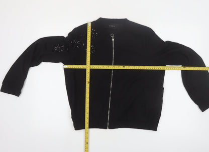 Reserved Women’s Black Beaded Bomber Jacket Size 8