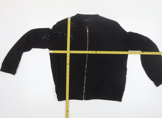 Reserved Women’s Black Beaded Bomber Jacket Size 8