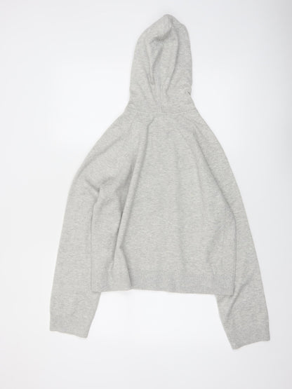 Marks and Spencer Womens Grey Full Zip Hooded Knit Jumper M