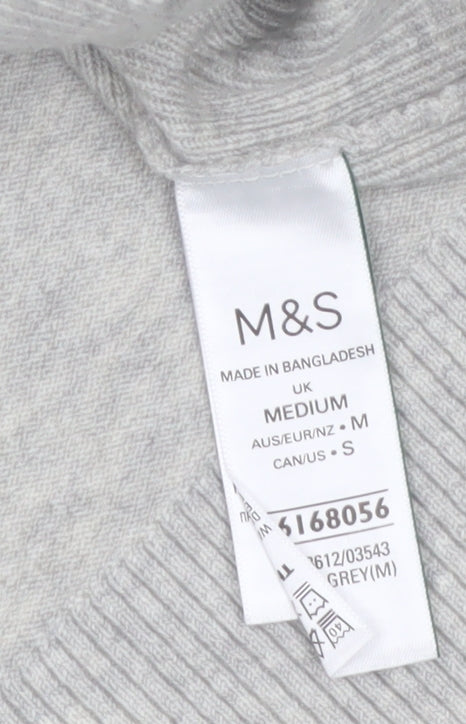 Marks and Spencer Womens Grey Full Zip Hooded Knit Jumper M
