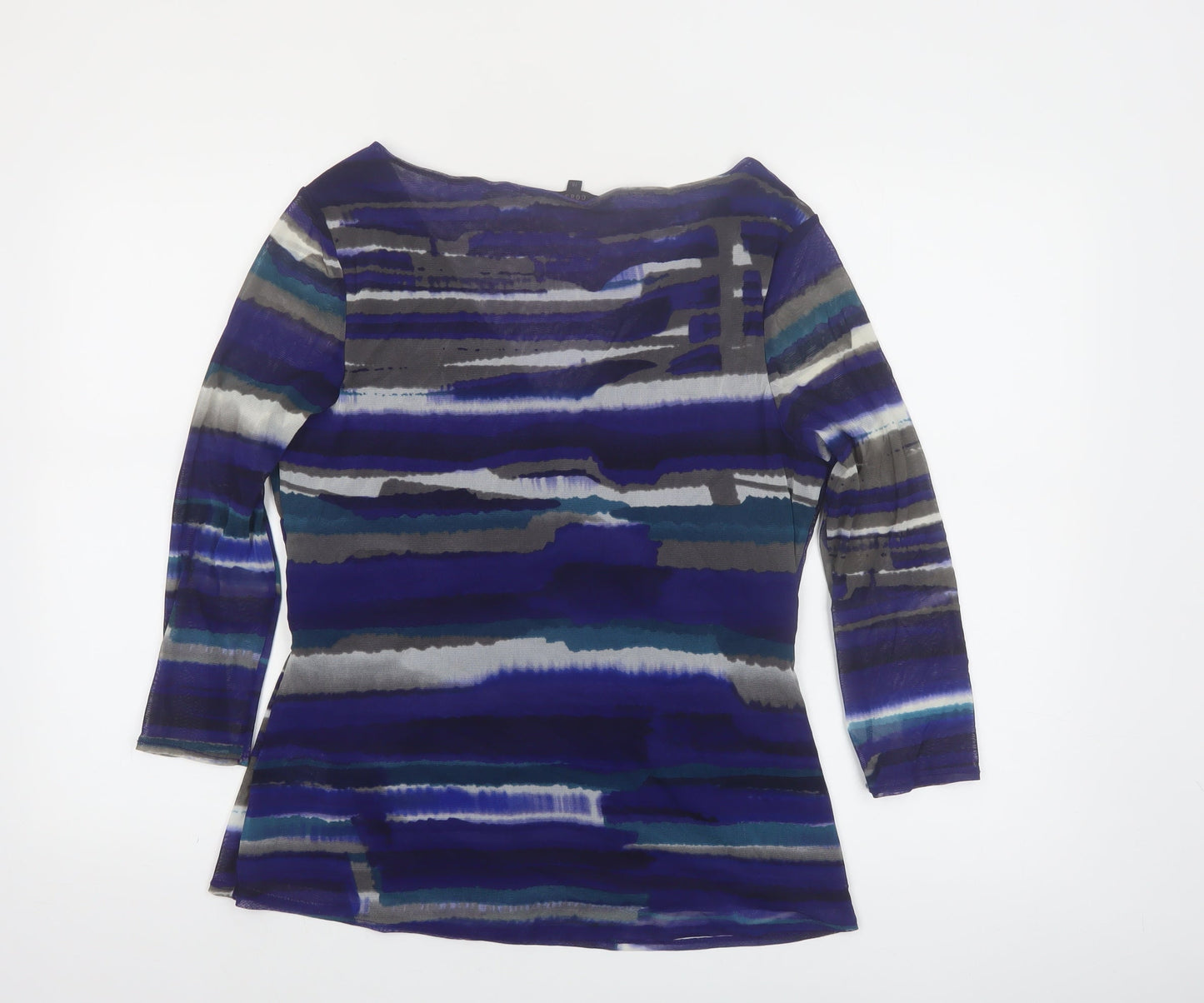 Coast Women's Blue Stripe Wrap Blouse Size 18 V-Neck 3/4 Sleeve