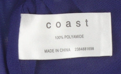 Coast Women's Blue Stripe Wrap Blouse Size 18 V-Neck 3/4 Sleeve