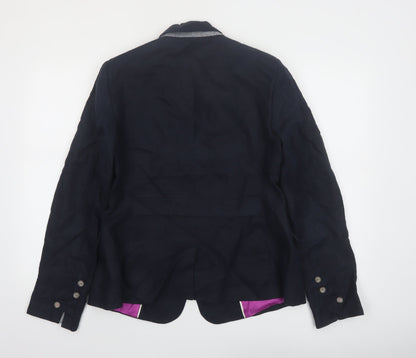 Dubarry of Ireland Women's Navy Linen Blazer UK 16 Single Breasted