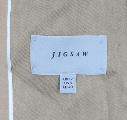 Jigsaw Women Beige Linen Blend Single-Breasted Blazer UK 12