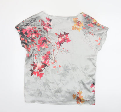 Marks and Spencer Women’s Grey Floral Short Sleeve T-Shirt Size 12