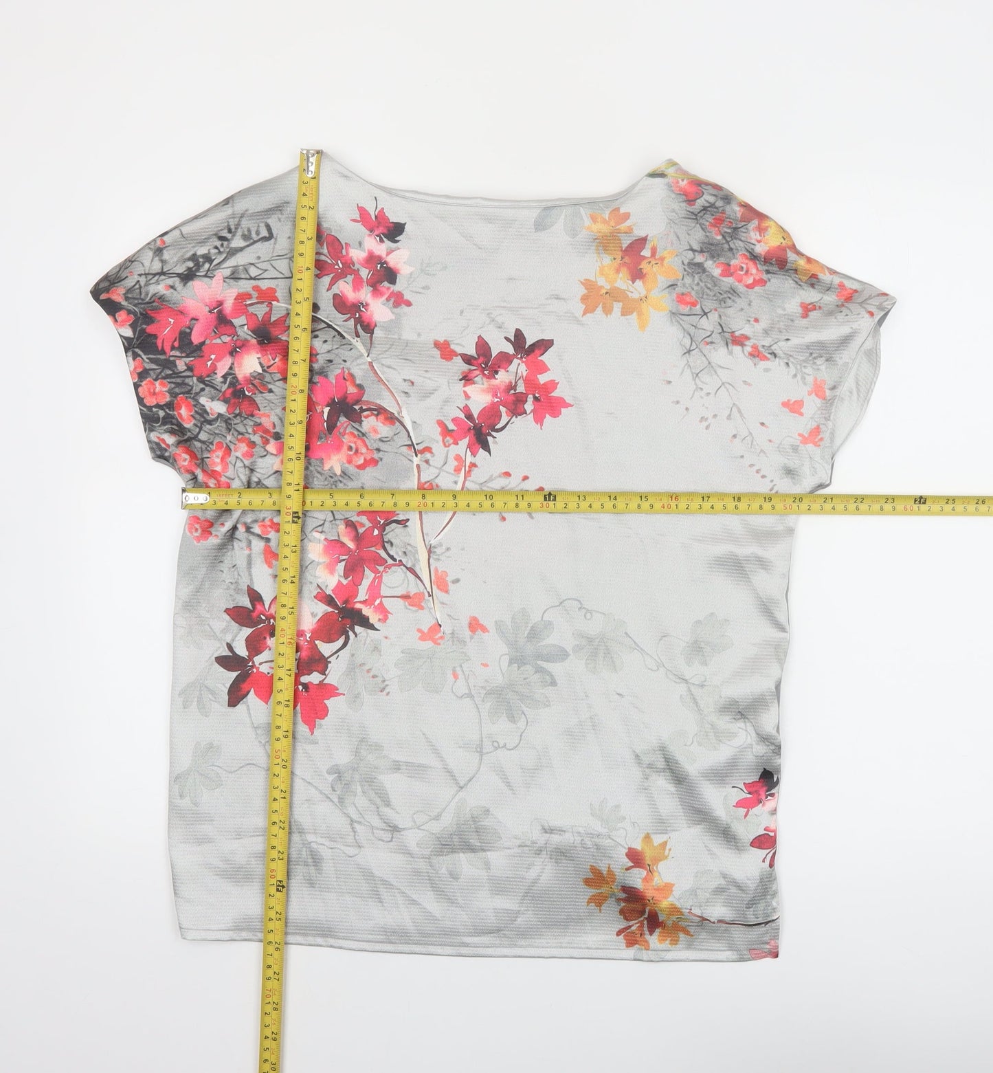 Marks and Spencer Women’s Grey Floral Short Sleeve T-Shirt Size 12