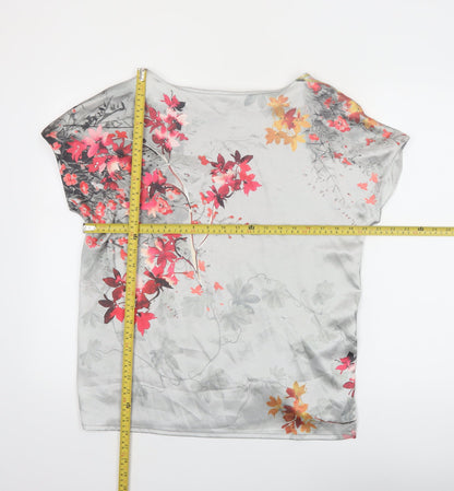 Marks and Spencer Women’s Grey Floral Short Sleeve T-Shirt Size 12