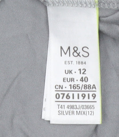 Marks and Spencer Women’s Grey Floral Short Sleeve T-Shirt Size 12