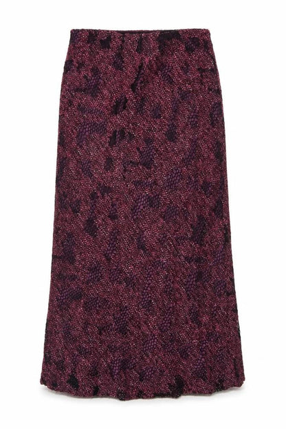 Minuet Womens Purple A-Line Midi Tweed Skirt Size 12