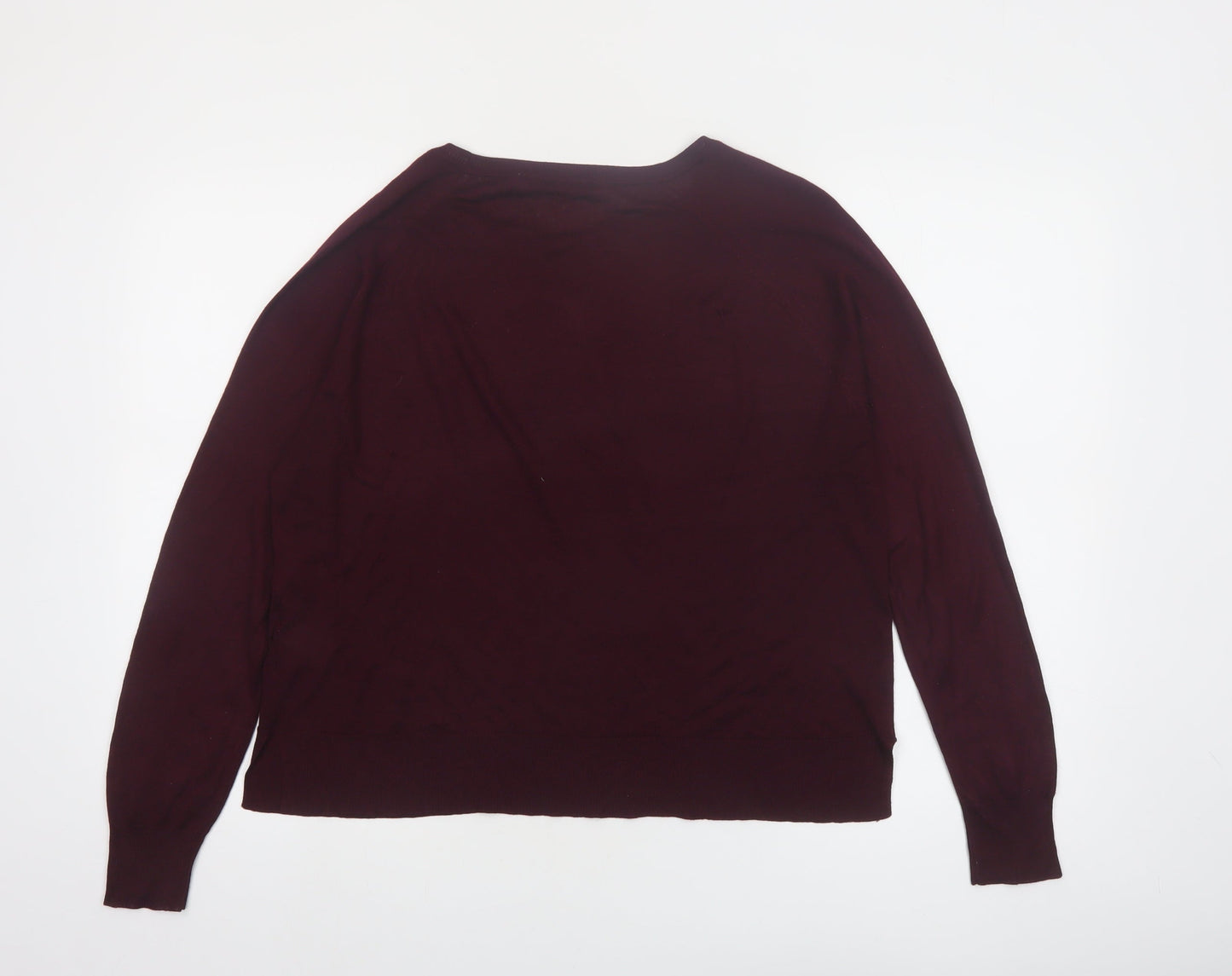 ZARA Women Red Crew Neck Long Sleeve Pullover Jumper Size 12