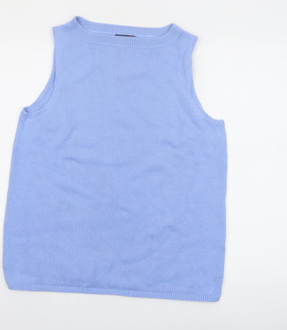 Lands' End Women's Blue Cotton Sleeveless Knit Tank Top M