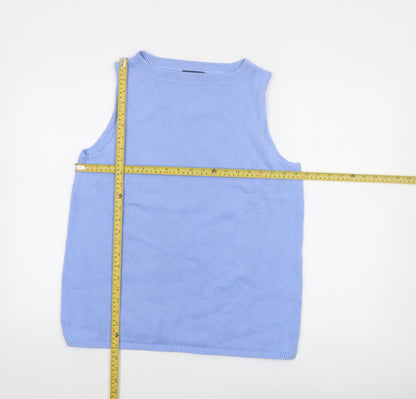 Lands' End Women's Blue Cotton Sleeveless Knit Tank Top M