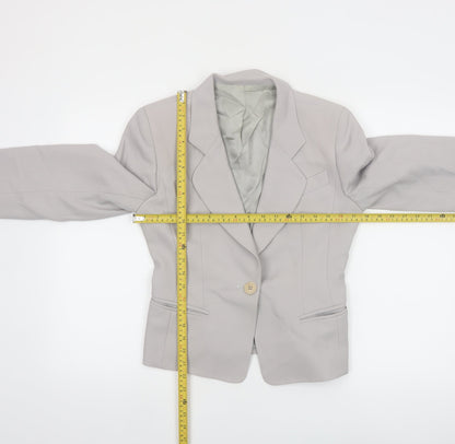 Hobbs Women Grey Wool Blazer Size 8 Classic Single-Breasted Jacket