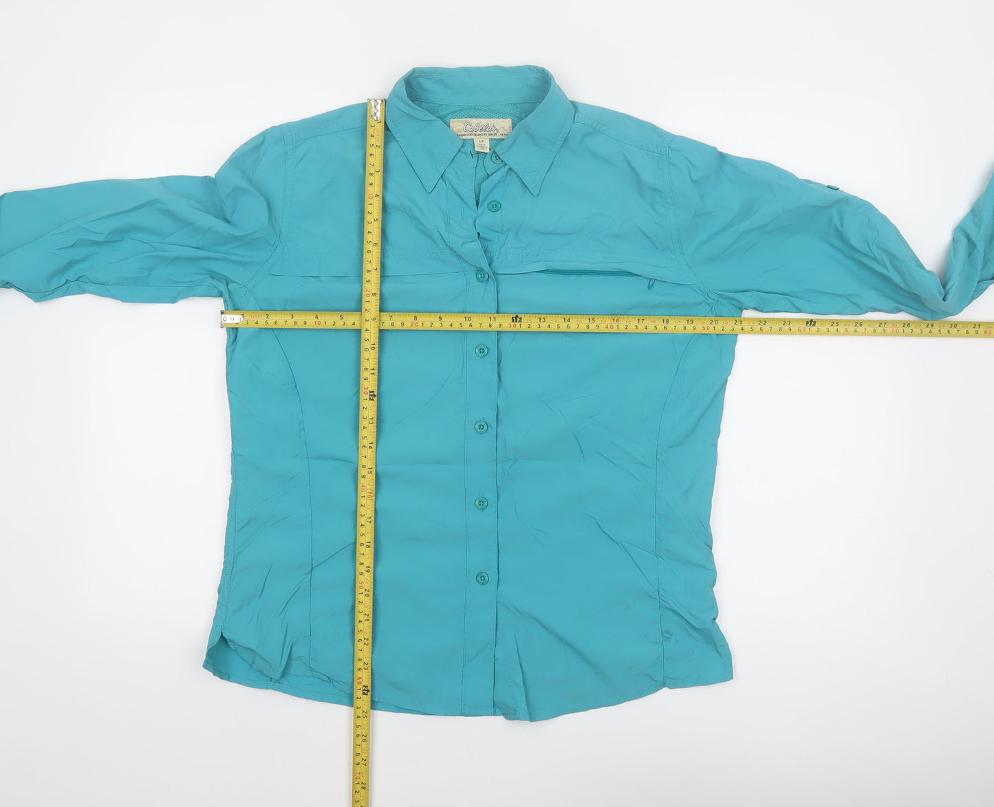 Cabela's Women's Blue Long Sleeve Button-Up Nylon Shirt Size S