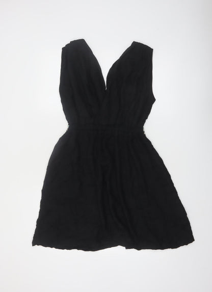French Connection Women's Black Beaded A-Line Party Dress Size 8