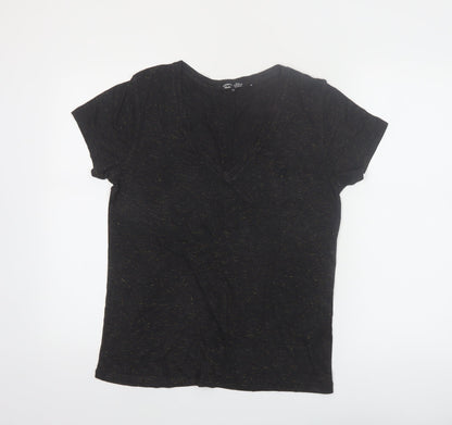 Superdry Women's Black V-Neck Short Sleeve Jersey T-Shirt Size 8